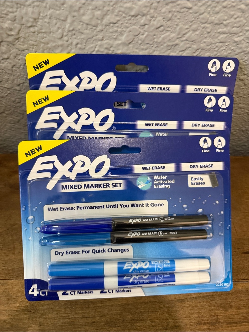Expo Mixed Marker Set - Blue & Black set of 3 packs